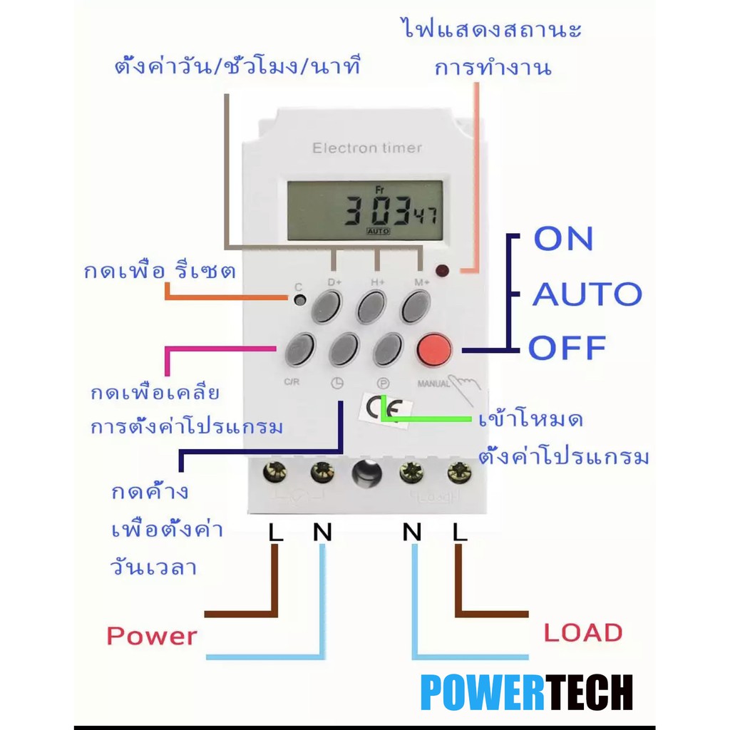 KG316T -ll Electron timer Timer Switch 25A ทามเมอร์ เครื่องตั้งเวลา เปิด-ปิด อุปกรณ์ไฟฟ้า อัตโนมัติ(12VDC,24VDC,220VAC)