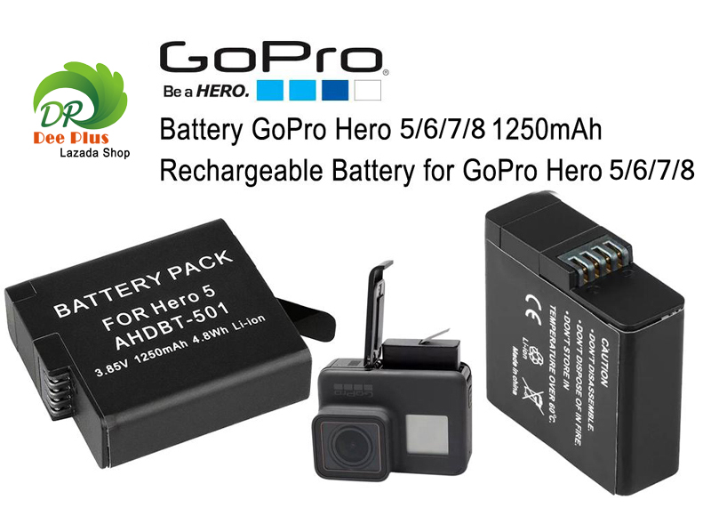 แบตเตอรี่ กล้อง AHDBT-501 / AHDBT-601 / AHDBT-701 / AHDBT-801 GoPro Hero 5/6/7/8 1250mAh Rechargeable Battery for GoPro Hero 5/6/7/8