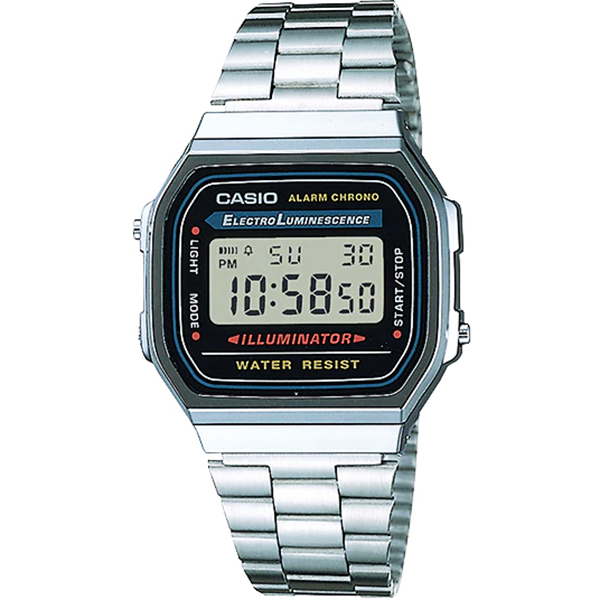 Casio Digital นาฬิกาข้อมือ สีเงิน สายสแตนเลส รุ่น A168WA-1 ของแท้ ประกัน CMG