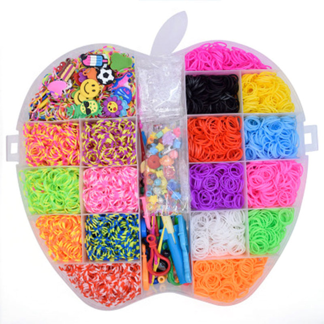 DIY Toy Loom Rubber Bands 10000pcs Silicone Bands Elastic Refill Kit ABC  Stickers Bracelet Making kit for Girls Weave Loom Bands