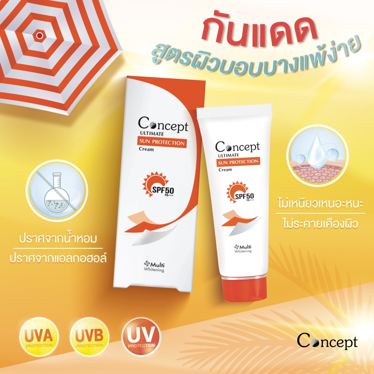 Concept sun protection 40 g จำนวน 1 หลอด กันแดด สีขาว คอนเซ็ปท์ ...