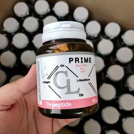 Prime CL Collagen L-Glutathione 12 Plus ผลิตภัณฑ์เสริมอาหาร ซีแอล คอลลาเจน พลัส สูตรใหม่ เพื่อผิวขาวเนียนใส ลด สิว ฝ้า กระ จุดด่างดำ (ขนาด 60 แคปซูล x 2 กระปุก)