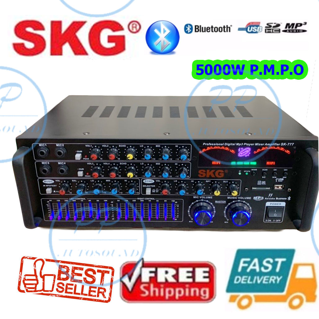 SKG เครื่องแอมป์ขยาย Bluetooth USB 5000w P.M.P.O รุ่น SK-777( จัดส่งฟรี เก็บเงินปลายทางได้)