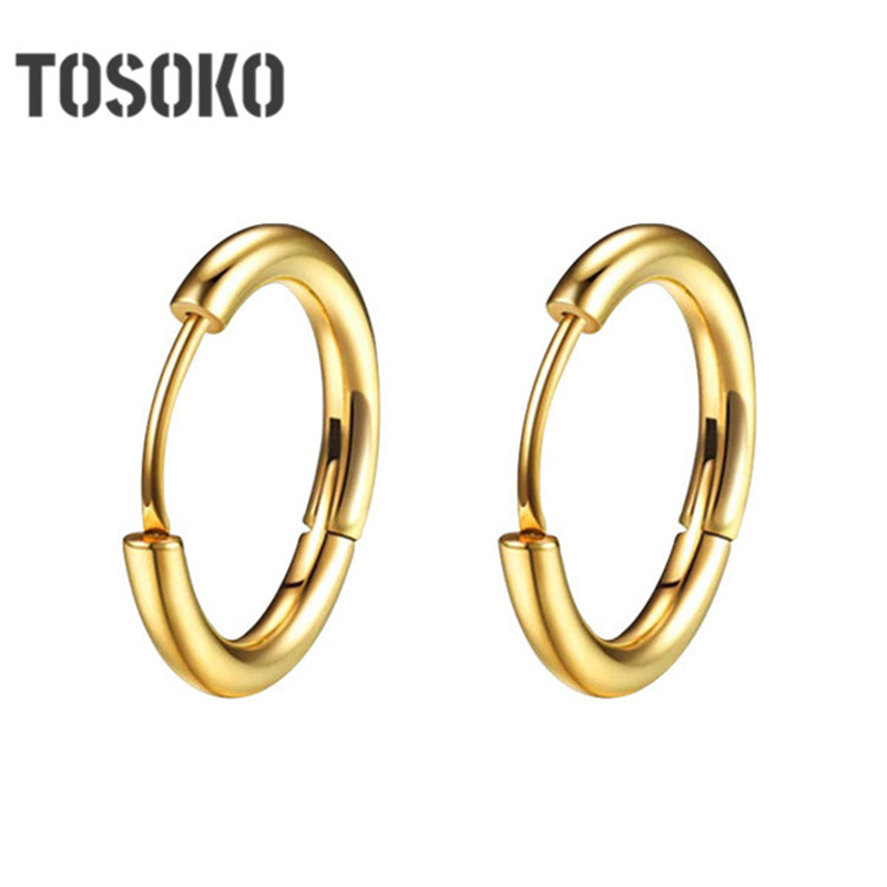 thumbnail image 2 of T&T Plain Stainless Steel Top Ear Rounded Hoop Earrings EH02S (4x6mm) 2 of 5