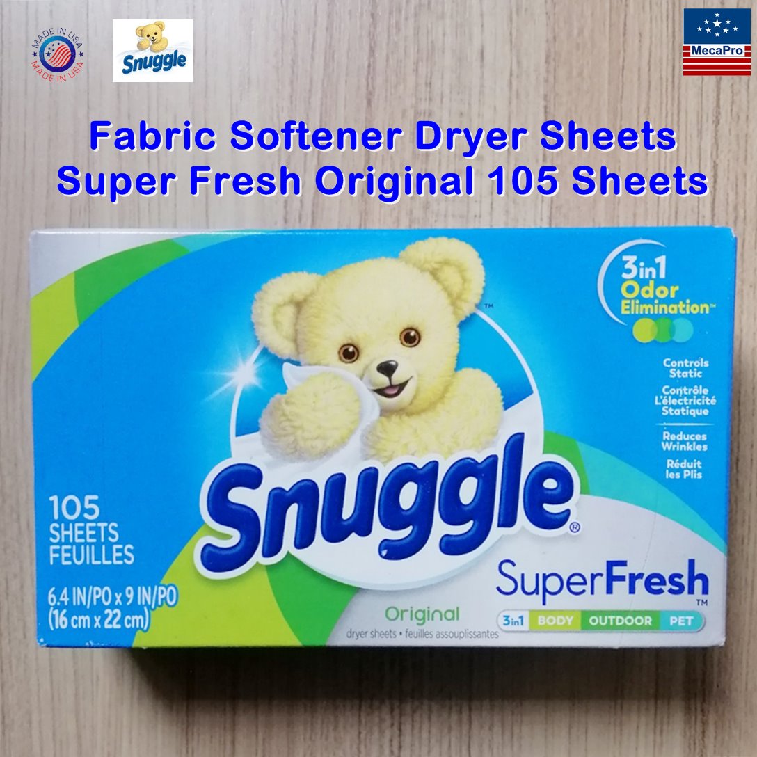 Snuggle® Fabric Softener Dryer Sheets Super Fresh Original 105 Sheets แผ่นอบผ้า กลิ่นออริจินอล