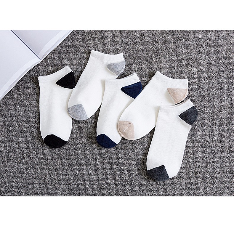 New men's socks solid color cotton socks short tube low cut shallow ...