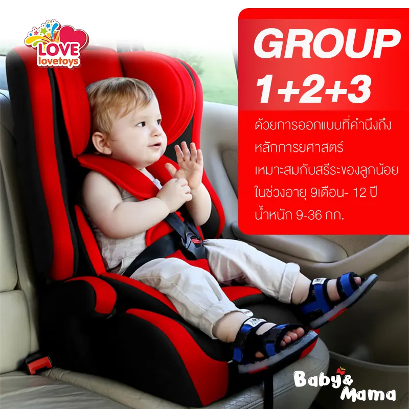 ภาพสินค้าคาร์ซีท คาร์ซีทเด็ก Baby&Mama รุ่น V2(HD-02) สำหรับเด็ก 9เดือน-12 ปี (น้ำหนัก 9-36กก) ติดตั้งแบบหันหน้า โอบอุ้ม สาบนิรภัย5จุด A0 จากร้าน lovelovetoy บน Lazada ภาพที่ 3