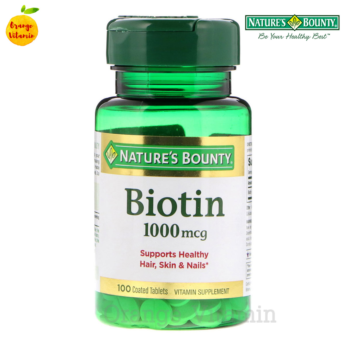 ไบโอติน เนเจอร์ส บาวน์ตี้ Nature's Bounty, Biotin, 1,000 mcg, 100 Coated Tablets