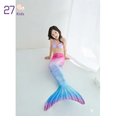 27Kids 2cs/ Set Girls Baby Swimwear Toddler Kids Mermaid Tail Swimsuit Infant Bikini Colorful Beach Wear
