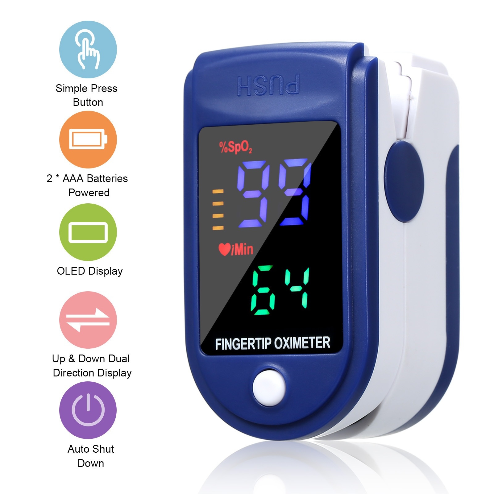 เครื่องวัดออกซิเจน วัดชีพจร วัดออกซิเจน เครื่องวัดออกซิเจนปลายนิ้ว Fingertip Pulse Oximeter เครื่องวัดออกซิเจนที่ปลายนิ้ว Blood Oxygen เครื่องวัดoxygen