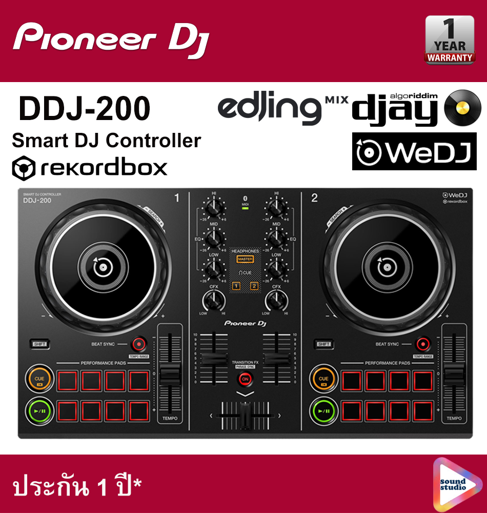 Pioneer DDJ-200 Smart DJ Controller ดีเจคอนโทรลเลอร์สุดฮิต พกพาง่ายนำ้หนักเบาพร้อมฟีเจอร์ล้ำๆ ของแท้ (ประกัน 1 ปี*