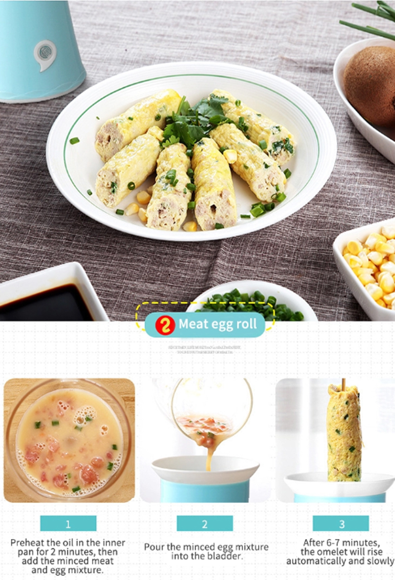 JIASHI Máy Làm Đồ Ăn Sáng Đa Chức Năng Omelette, Máy Làm Bánh Chống Dính, Cốc Trứng, Chất Liệu PP