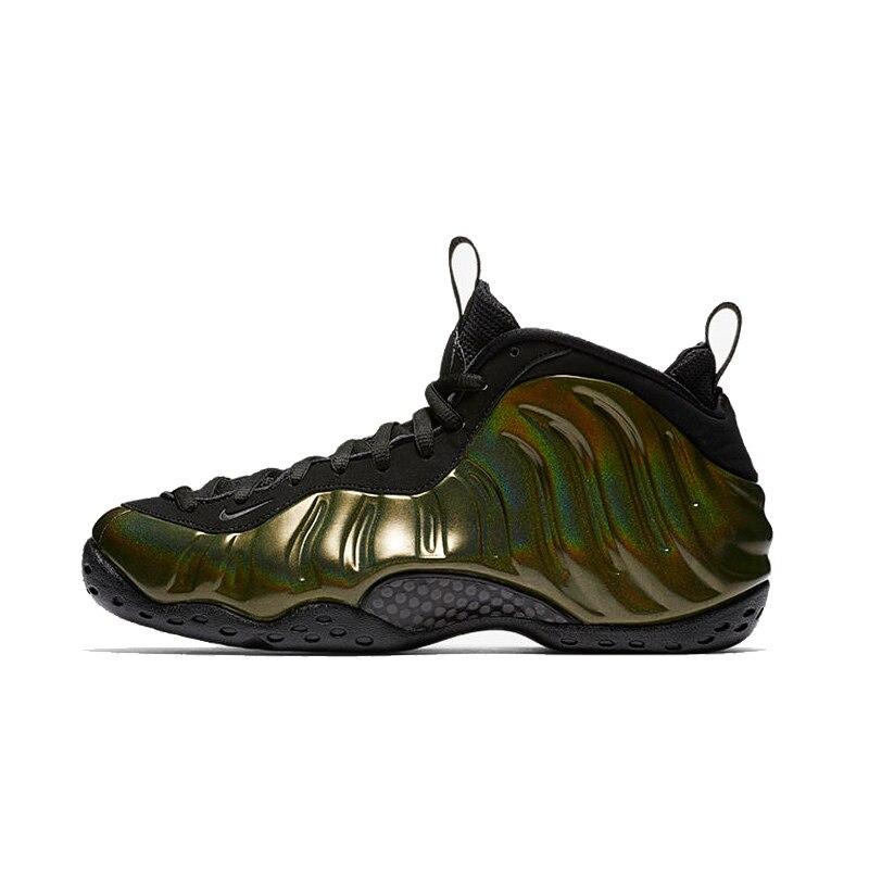 _ Nike_Air Foamposite Satu Pria Sepatu Basket Hijau Tentara Hologram Semprot Sepatu Santai Sneaker Nyaman
