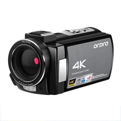 ORDRO 4K HD Video Camera AE8 IPS Press Screen Electronic Image Stabilization Infrared Night Vision