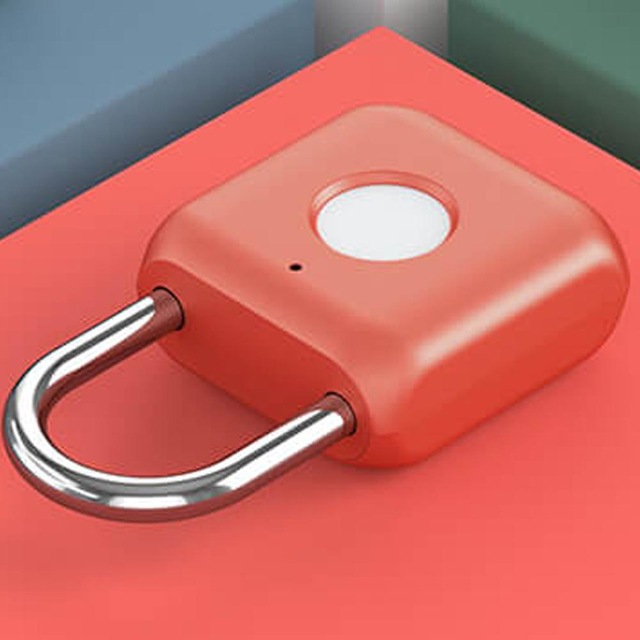 Xiaomi ลายนิ้วมือกุญแจ Kitty USB กันน้ำลายนิ้วมืออิเล็กทรอนิกส์ล็อค Home Anti-Theft กระเป๋าเดินทางแม่กุญแจรักษาความปลอดภัย สี สีแดง สี สีแดง