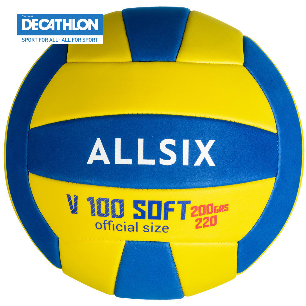 ลูกวอลเลย์บอล ALLSIX ของเด็กอายุ6-9ปี รุ่นV100นุ่มพิเศษ (น้ำเงินเหลือง) ดีแคทลอน
