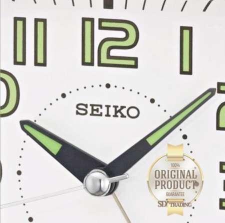 SEIKO นาฬิกาปลุก Quiet Sweep (Snooze) มีไฟ เสียงกริ่ง รุ่น QHK025M - สีเขียวอ่อน หน้าปัดสีขาว (LightGreen-White)