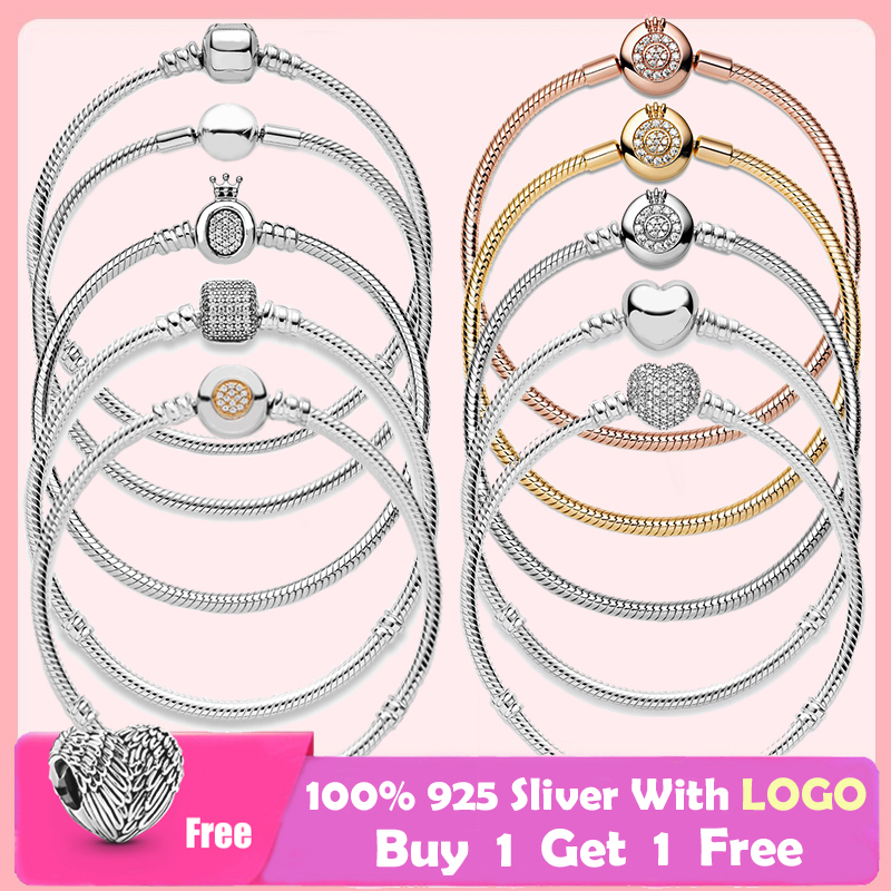 2021 Top Sale 925 Sterling Silver Fashion Snake Chain Basic Bracelet Bangle Fit Charms Beads For Women Fashion Jewelry Gift