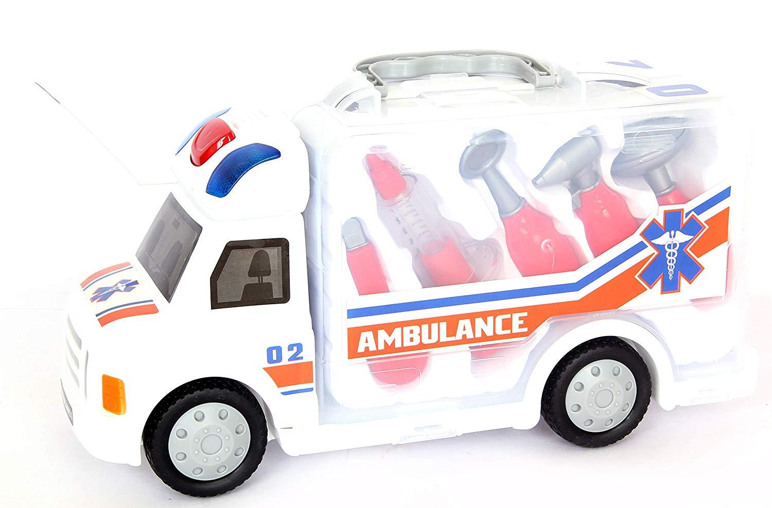 Medical Ambulance Doctor Play Set Working Tools Van Case with Light and Sound Good Fun ชุดเล่นหมอ กล่องเก็บในตัว มีไฟและเสียง