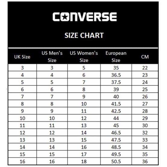 Jack purcell store size chart