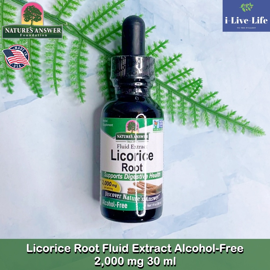 อาหารเสริมสมุนไพร รากชะเอม Licorice Root Fluid Extract AlcoholFree 2,000 mg 30 ml Nature's