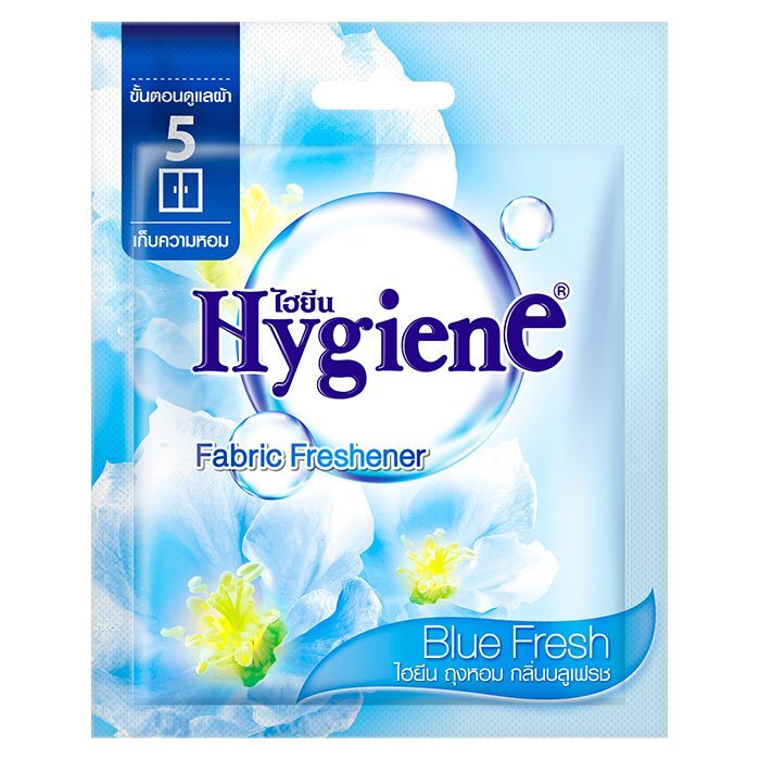 SuperSale63 ไฮยีน 8 กรัม Hygiene ผลิตภัณฑ์ดูแลชุด เสื้อผ้า ให้สะอาด มีกลิ่นหอม ไฮยีนถุงหอมสีฟ้า 8 กรัม