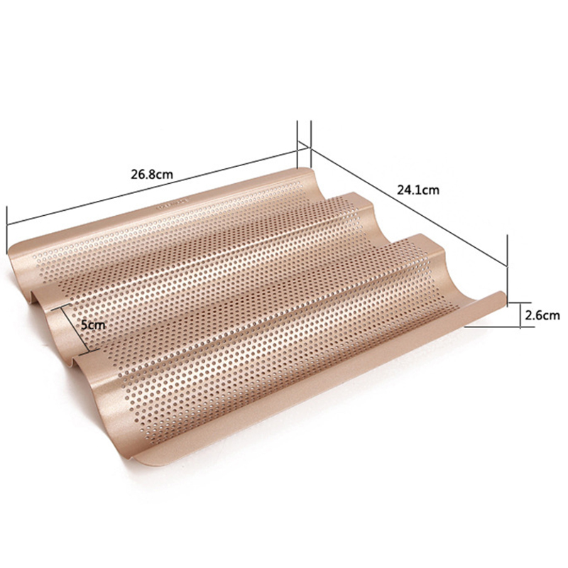 Hotec Baguette Baking Mould For 3 Baguettes With Non-Stick Coating