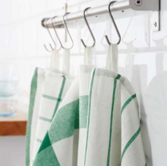 ผ้าเช็ดจาน IKEA ELLY เอลลี่ สีขาว-เขียว 1 ชุด ( มี 4 ผืน )