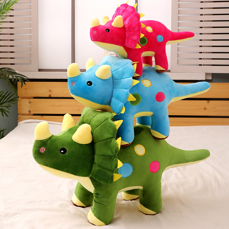 ไดโนเสาร์ของเล่นตุ๊กตา Triceratops ตุ๊กตาตุ๊กตาตุ๊กตาเตียงหมอนนอนชายและหญิงเด็กของขวัญวันเกิด