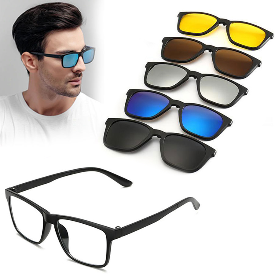 แว่นตาคลิปออน เปลี่ยนเลนส์ได้ แว่นตา แว่นกันแดดแฟชั่น 5 เลนส์ แว่นตากันแดด แว่นกันUV แว่นกันยูวี กันแดด ตัดแสงสะท้อน Mixlizz Club
