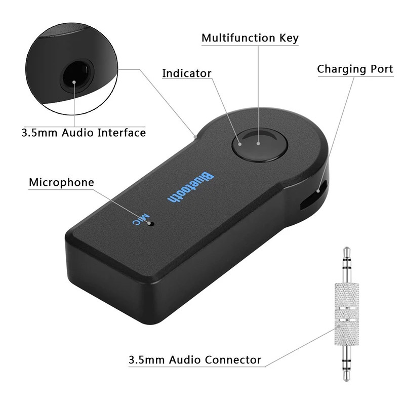 Graceful Bộ Thu Phát Bluetooth 5.0 Không Dây 2 Trong 1, Giắc Cắm 3.5Mm Cho Âm Nhạc Xe Hơi