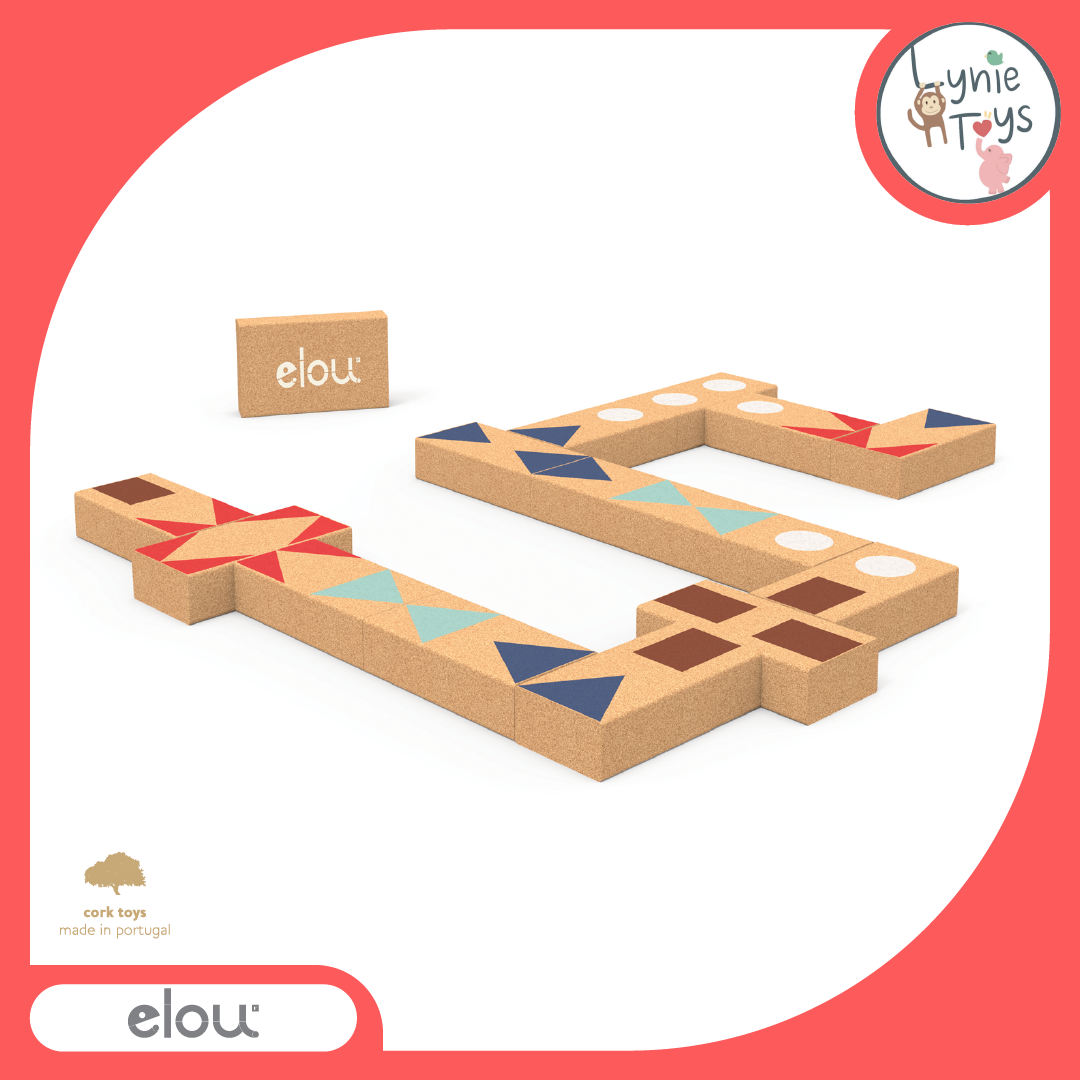 Elou ของเล่นไม้ รูปทรงโดมิโน Dominoes Shapes