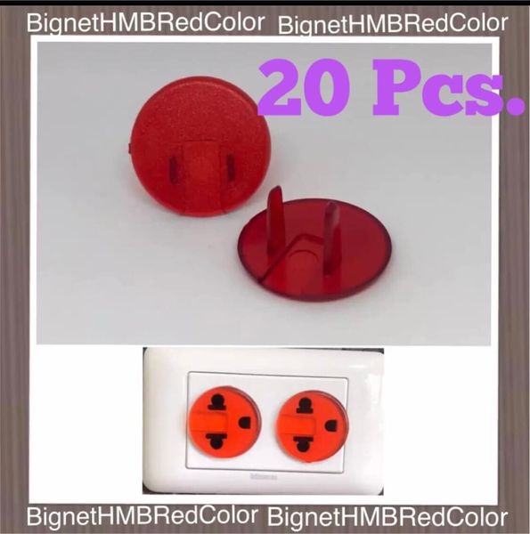 H.M.B. Plug 10 Pcs. ที่ปิดรูปลั๊กไฟ Handmade®️ Red Color ฝาครอบรูปลั๊กไฟ รุ่น -สีแดงใส- 10,20,3040,50 Pcs.  !! Outlet Plug !!  สีวัสดุ สีแดง Red color 20 ชิ้น ( 20 Pcs. )