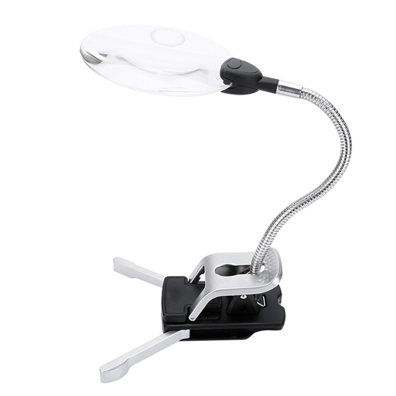 Desktop Illuminated Magnifier Magnifying Glass Folding Handsfree Magnifier for Reading Watch Repair