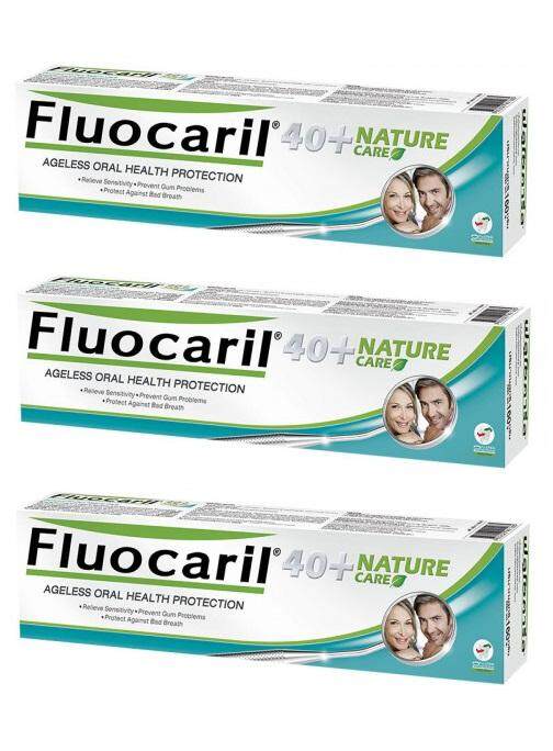 Fluocaril 40Plus Nature Care 160 g.ยาสีฟัน ฟลูโอคารีล 40 พลัส เนเจอร์ แคร์ ยาสีฟันสำหรับคนวัย 40 ปี 160 กรัม(แพ็ค3ชิ้น)