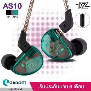 (รุ่น TOP) KZ รุ่น AS10 (สายถัก มีไมค์) หูฟัง 10 Drivers (Balanced Armature ข้างละ5) ถอดเปลี่ยนสายได้ ประกัน 6 เดือน รูปทรง in ear monitor เสียงดี มิติครบ