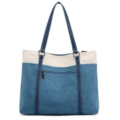 Canvas Laptop Tote Bag 15.6Inch Work Shopper Shoulder Handbag for Women