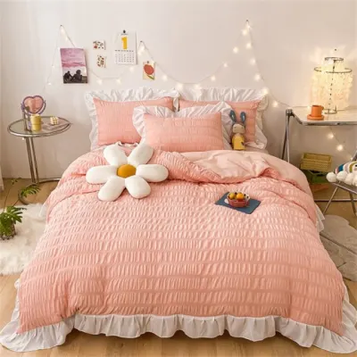 White Textured Duvet Cover Seersucker Comforter Cover with Zipper Closure Bedding Sets Quilt Cover Bed Sheet Linens Pillowcase