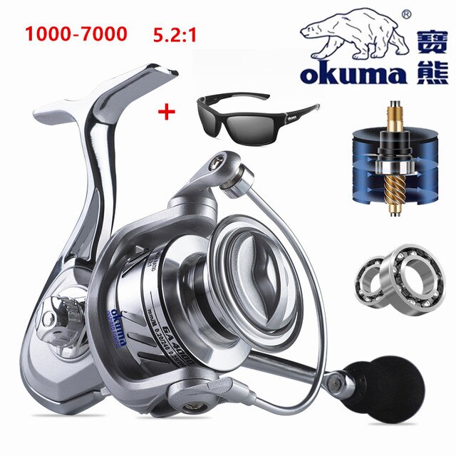 ZZOOI Okuma Metal Fishing Line Wheel Spinning Wheel 12KG Maximum Resistance  5.2:1 Rotating Drum Is Applicable To Any Fish 1000-7000