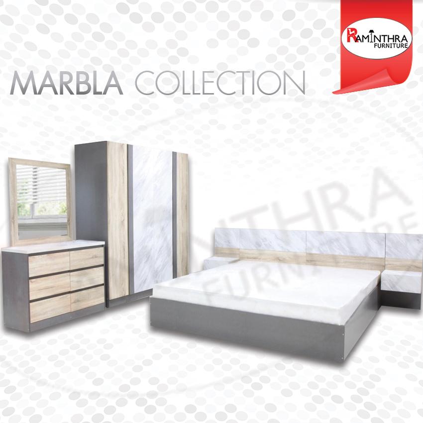 RF Furniture ชุดห้องนอน 6ฟุต มาร์เบิ้ล คอลเล็คชั่น + ที่นอนสปริง
