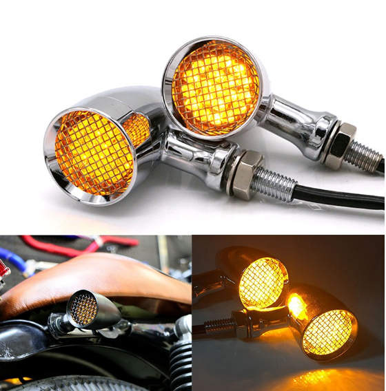 Motorcycle Universal Aluminum Bullet 20 LED Turn Signal Light Tail Lamp w/ Grill