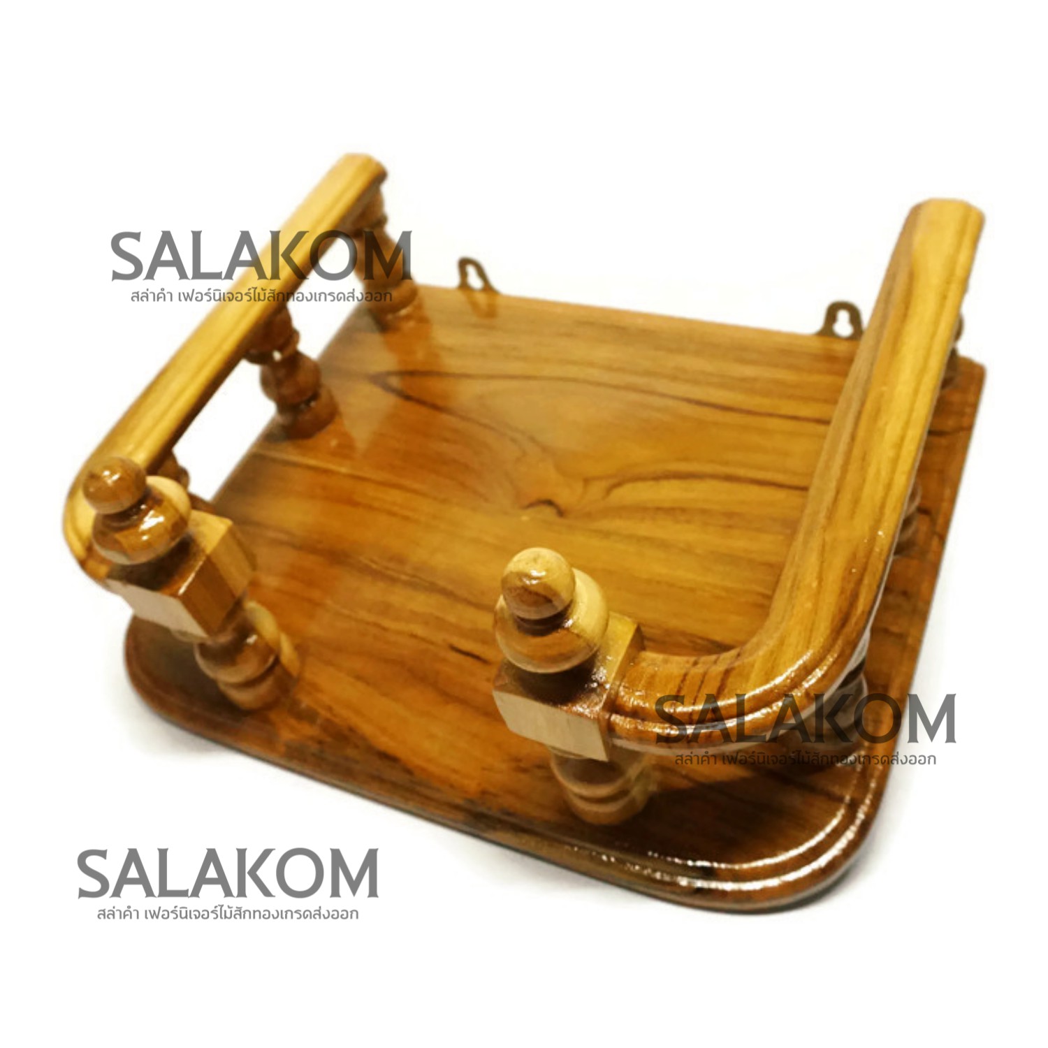 Salakom หิ้งวางพระ ติดผนัง ไม้สักแท้ ขนาด 30*25 เซนต์. สีเคลือบ โชว์ลายไม้สวยงาม หิ้งพระไม้สักแขวนผนัง Buddha's shelf