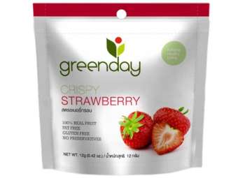 Greenday Crispy Strawberry /กรีนเดย์ สตรอเบอรี่อบกรอบ 12 g (แพค 6 ซอง)