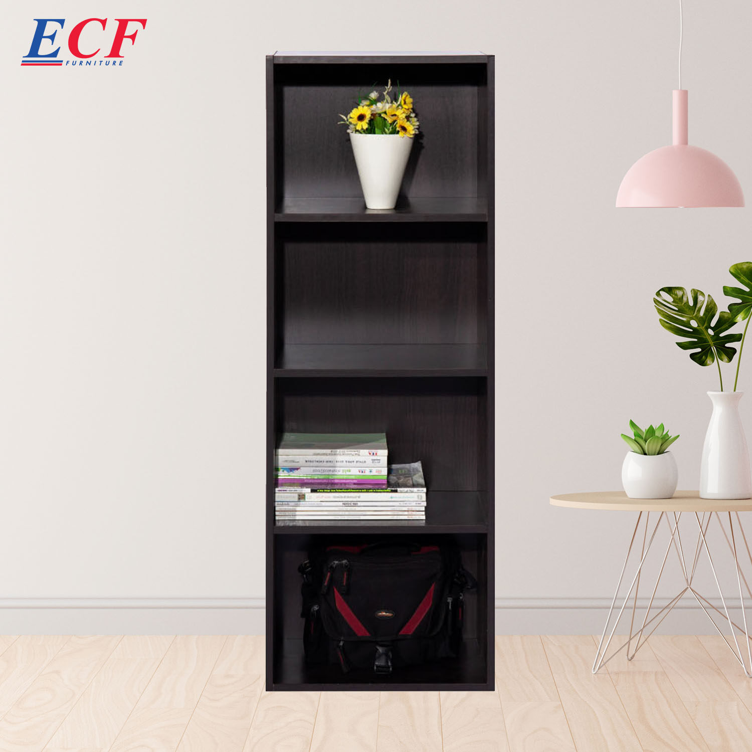 ECF Furniture ชั้นวางอเนกประสงค์ ชั้นวางของ ชั้นวางหนังสือ  ขนาด 4 ช่อง