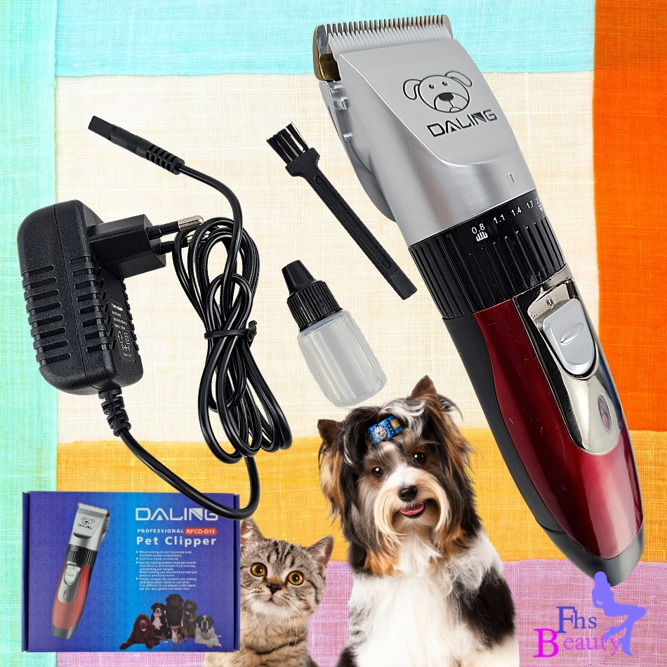 DALING PRFESSIONAL PET CLIPPER {RFCD-D11} ปัตเลี่ยนไร้สาย ตัดขนสัตว์เลี้ยง (ชุดเซ็ทใหญ่แบตเตอรี่ 2 ก้อน)