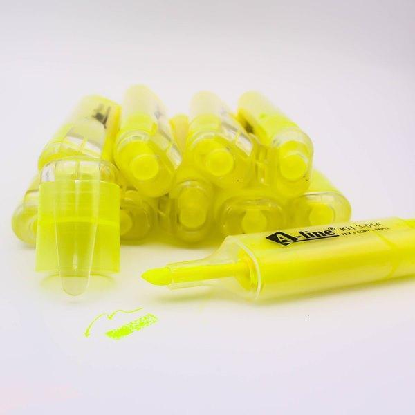 ปากกาเน้นข้อความ สีสด เอ-ไลน์ ชุด 10 ด้าม (สีเหลือง) สีสดสะท้อนแสง