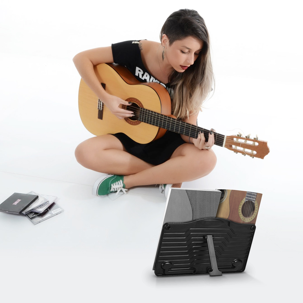 [okoogee]Mini Desktop Music Stand Cookbook Tablet Smartphone Book Reading Document Stand Holder Lightweight ABS Material Black