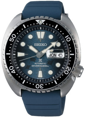 นาฬิกาข้อมือ ผู้ชาย SEIKO Prospex THE KING TURTLE “SAVE THE OCEAN” Dark Manta Ray รุ่นSRPF77K1 SPECIAL EDITION ที่ด้านหลังเคส ขนาดตัวเรือน 45 มม. สายซิลิโคนสีเทา