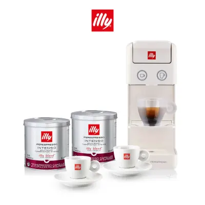 [Special Set] ILLY เครื่องชงกาแฟแคปซูล รุ่น Y3.3 สีขาว+42 ชิ้นกาแฟแคปซูล INTENSO+แก้วกาแฟเอสเพรสโซ่2ชุด