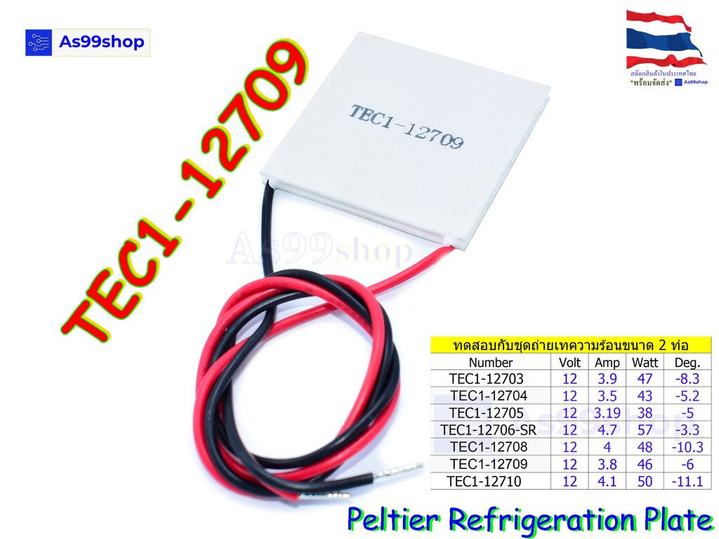 TEC1-12709 12V Peltier Refrigeration Plate(แผ่นร้อน-เย็น) แผ่นเพลเทียร์
